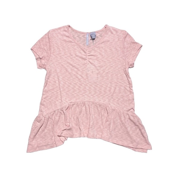 Good Luck Girl Vintage Pink Cinched Waterfall Tee L - Picture 1 of 9